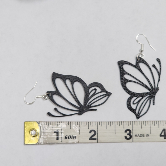 Elegant Black Butterfly Earrings - Picture 7 of 7